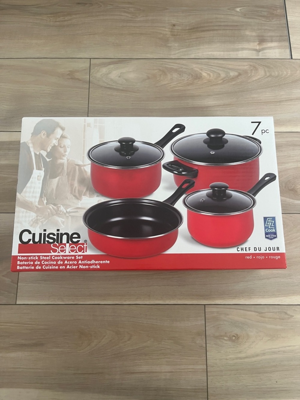 Red 7-Piece Non-Stick Steel Cookware Set
